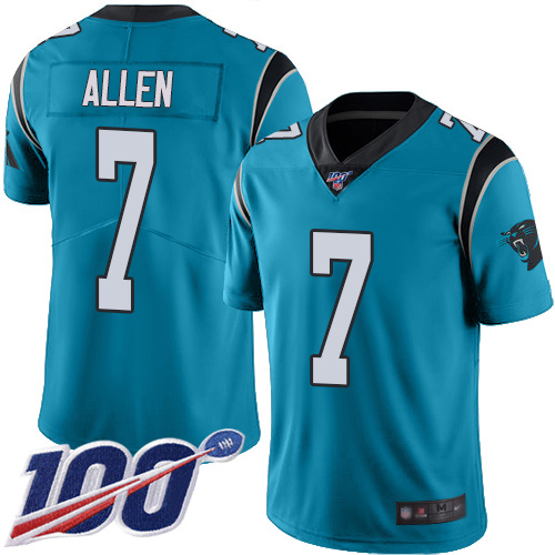 Carolina Panthers Limited Blue Men Kyle Allen Jersey NFL Football #7 100th Season Rush Vapor Untouchable->women nfl jersey->Women Jersey